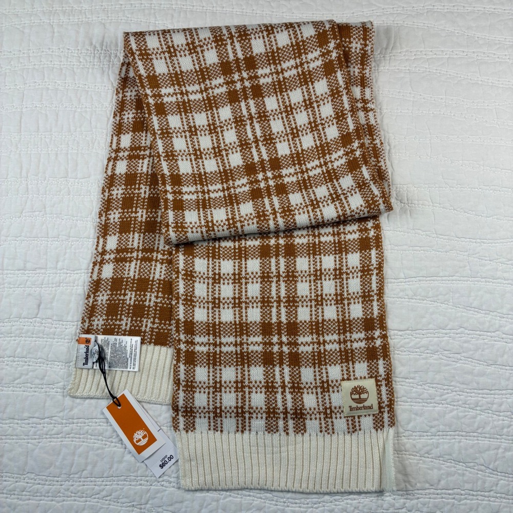 NWT Timberland Buffalo Plaid Knit Scarf Autumn Winter Cozy 10 X 68" Preppy Cabin